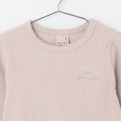 網紗荷葉邊標誌長袖T恤