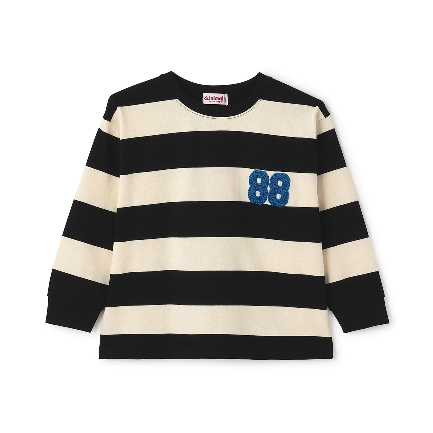 條紋毛圈繡長袖T恤