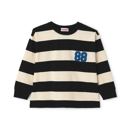 條紋毛圈繡長袖T恤