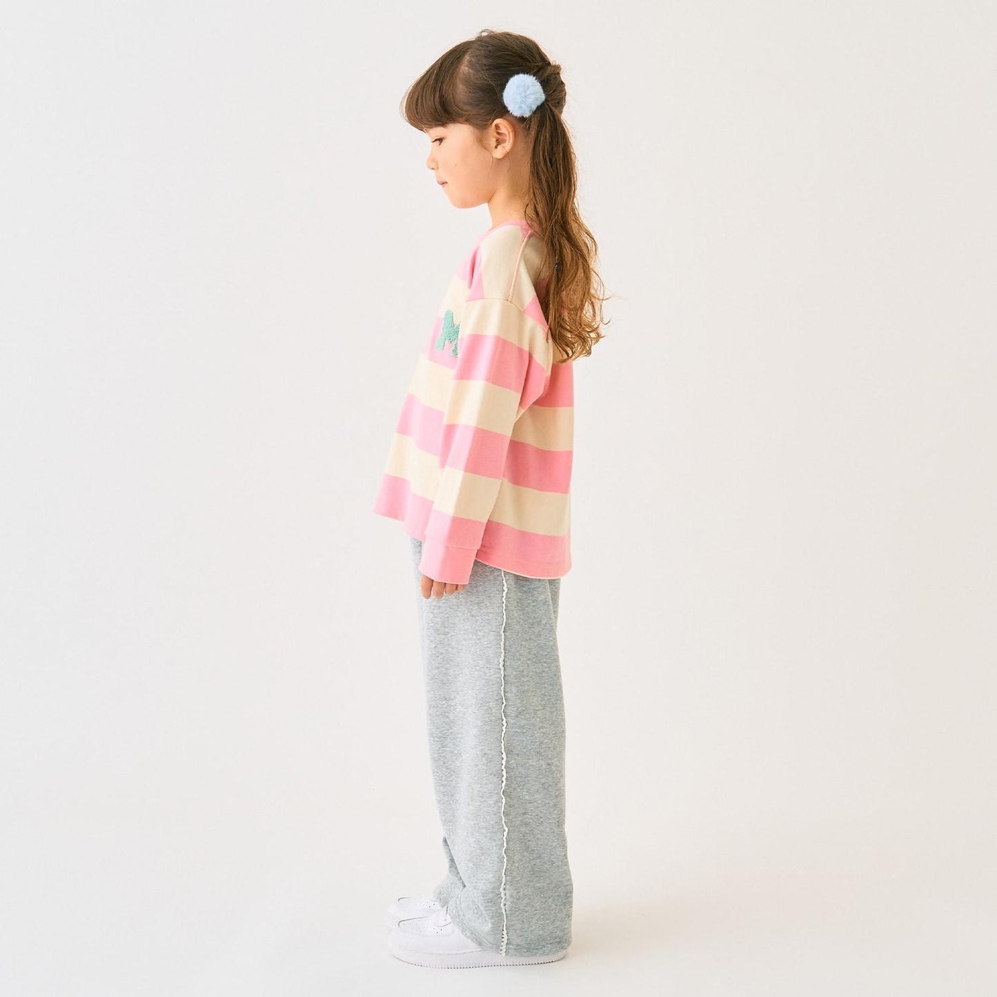 條紋毛圈繡長袖T恤