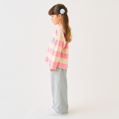 條紋毛圈繡長袖T恤