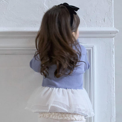 網紗荷葉邊標誌長袖T恤