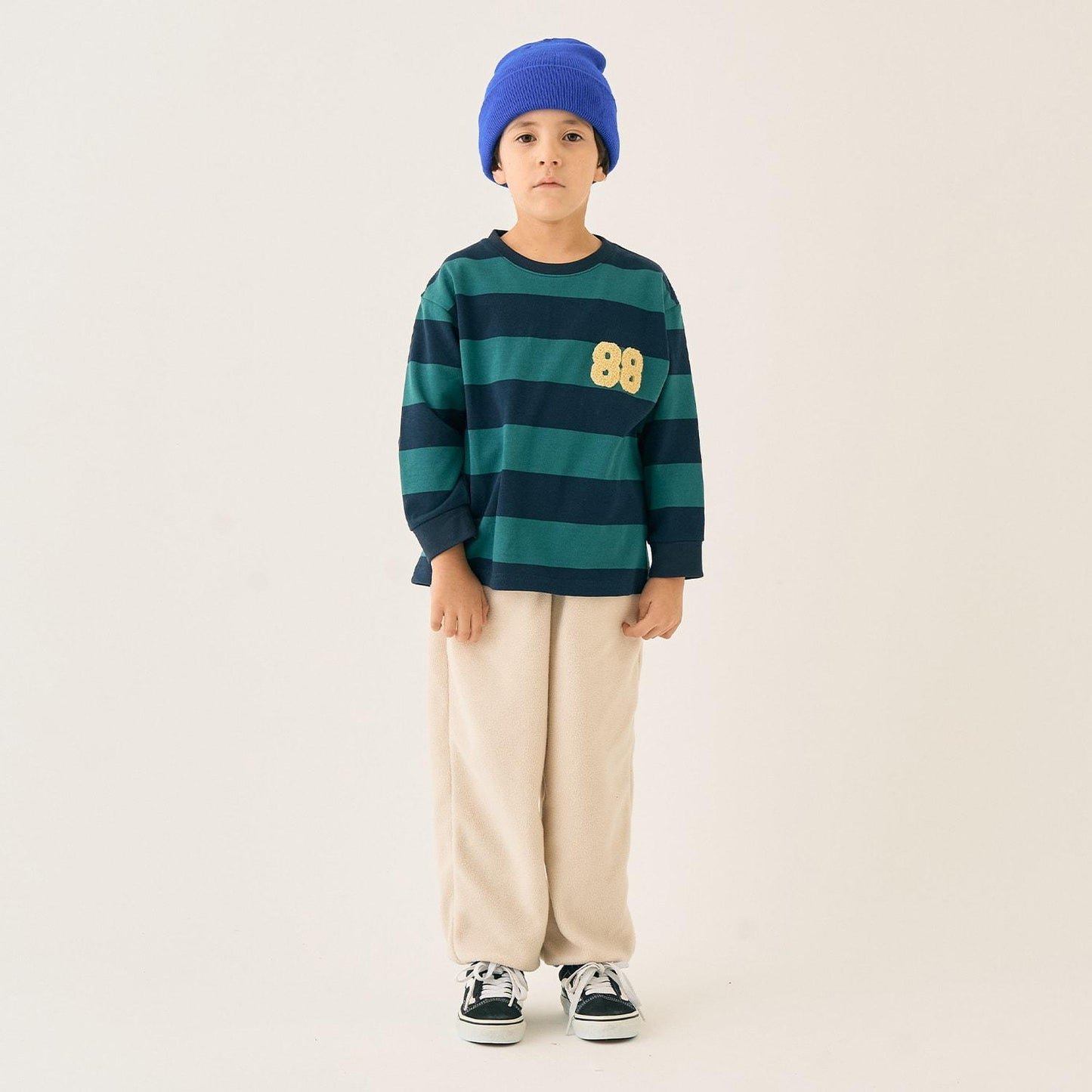 條紋毛圈繡長袖T恤