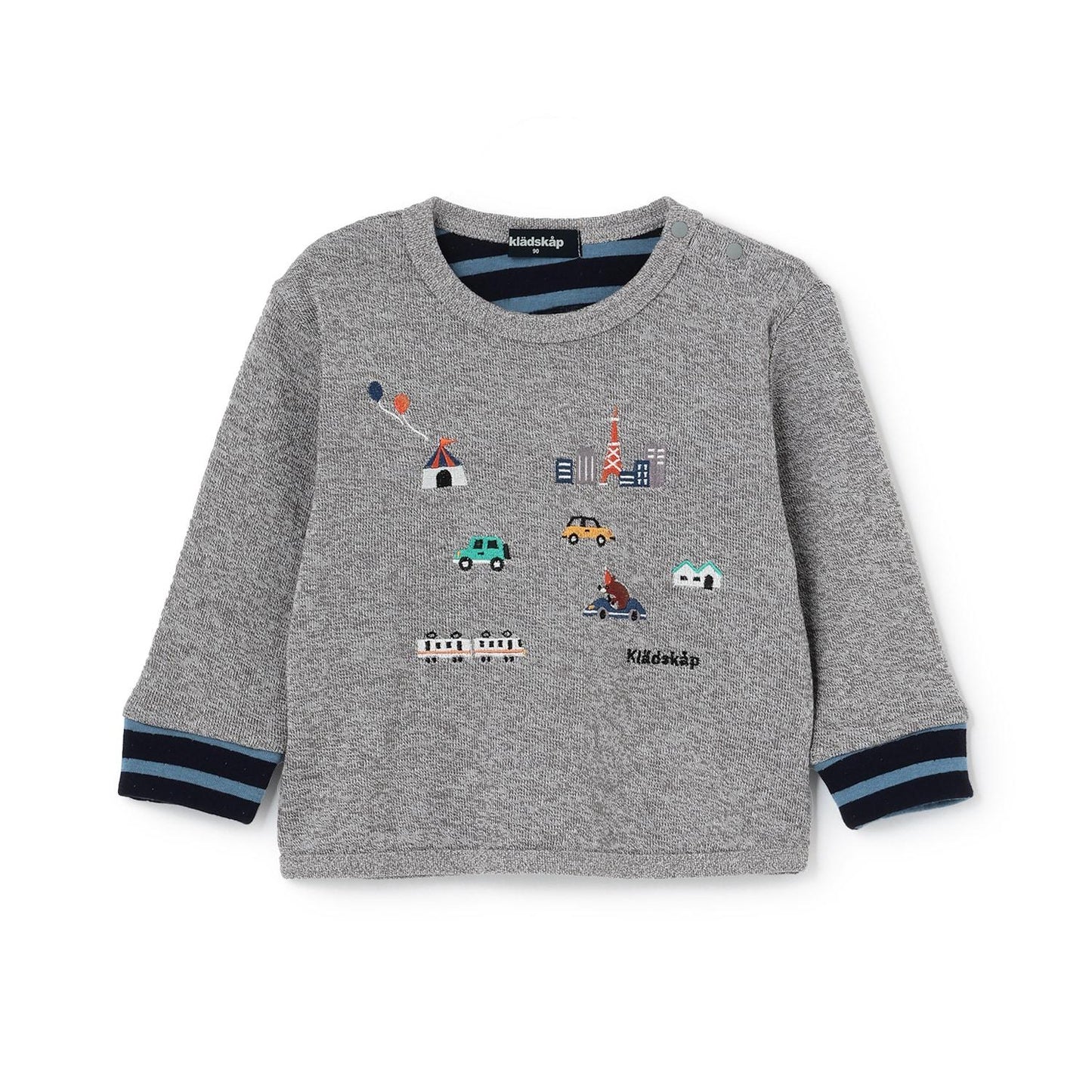 交通工具圖案拼接長袖T恤