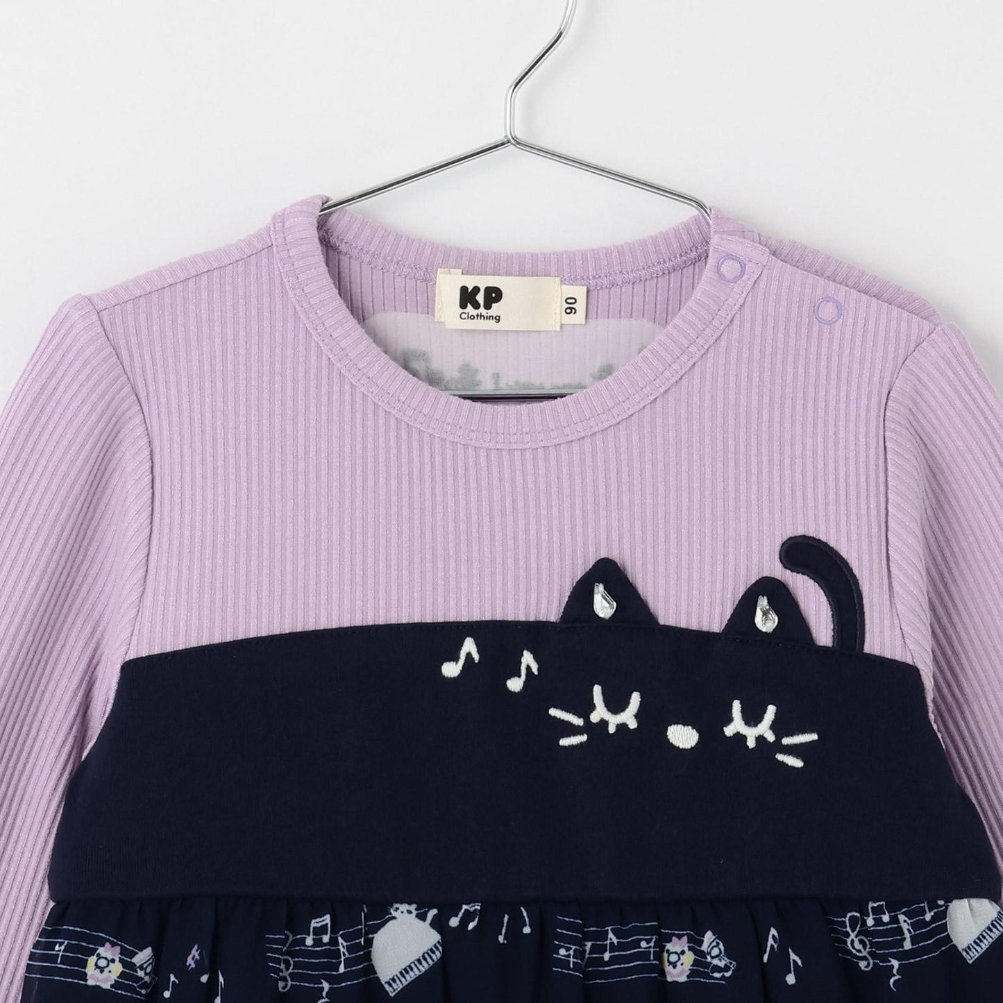 音符圖案雪紡層疊連衣裙