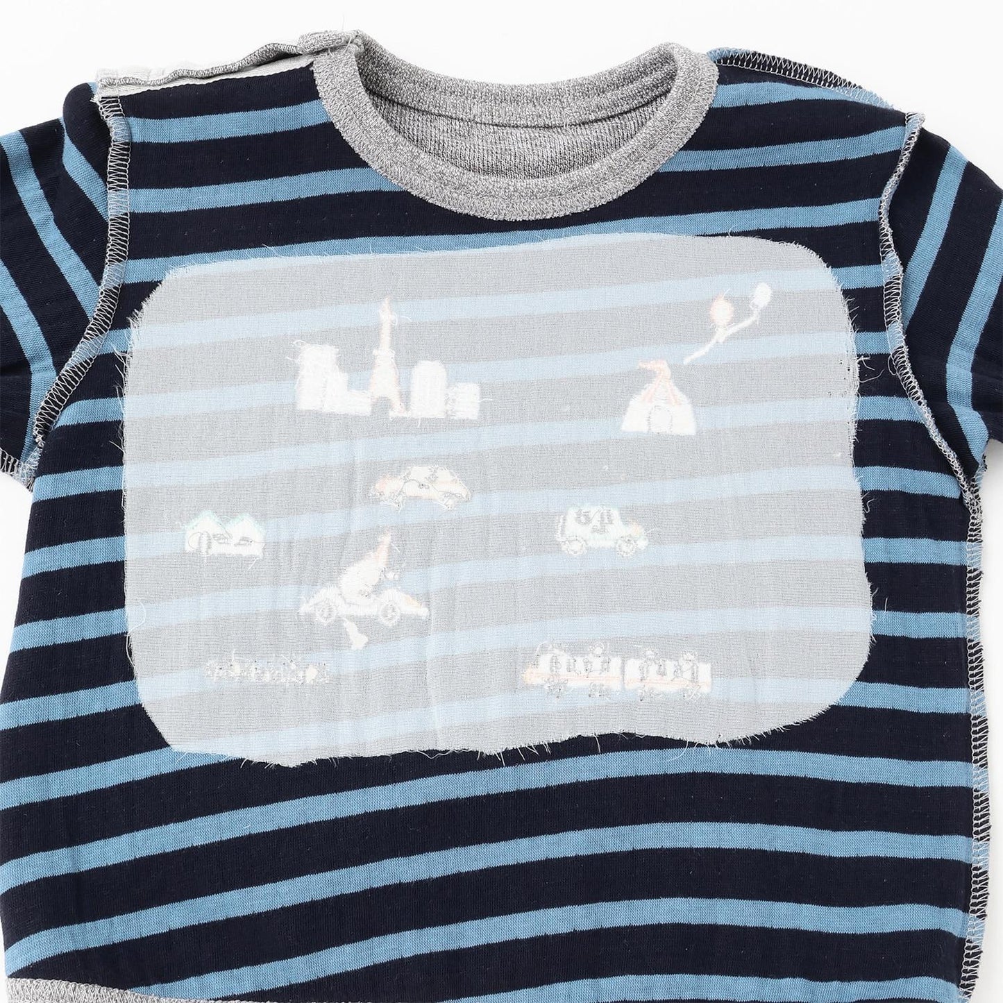 交通工具圖案拼接長袖T恤