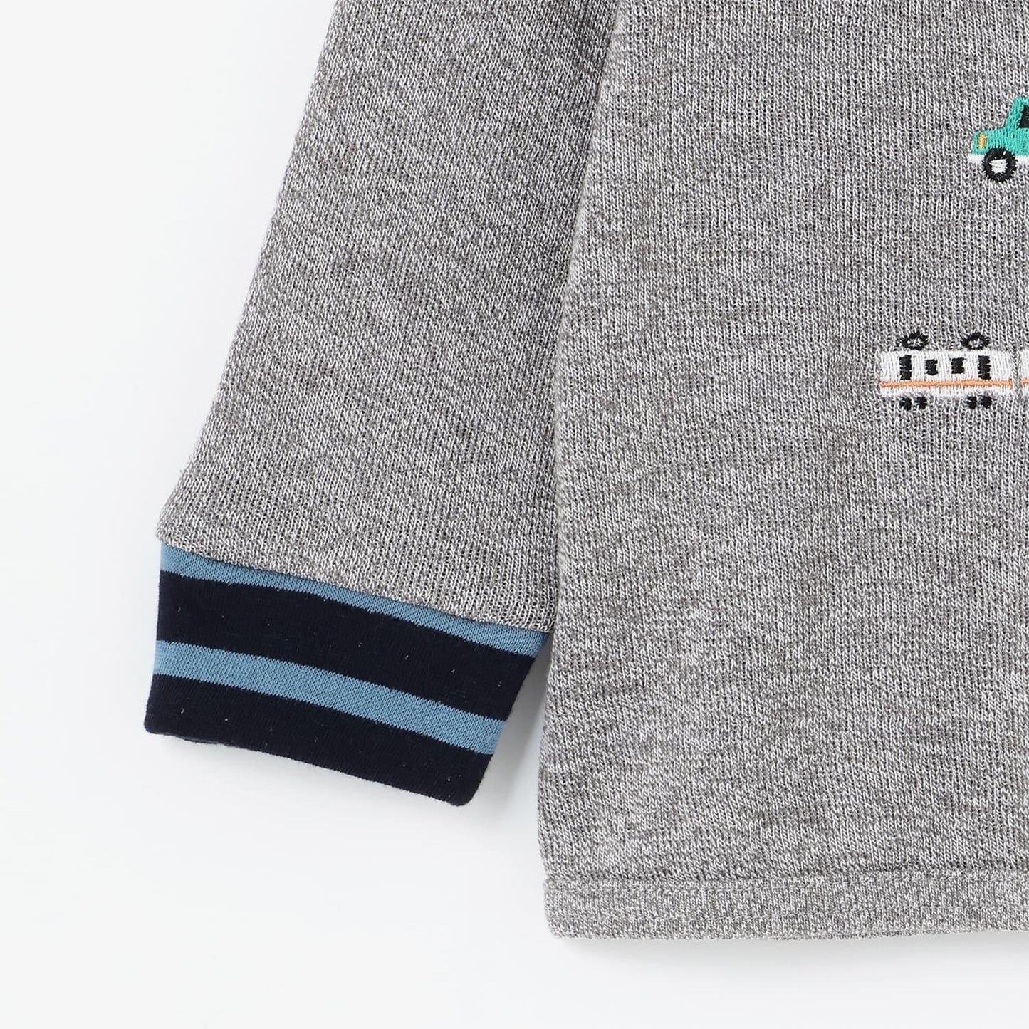 交通工具圖案拼接長袖T恤