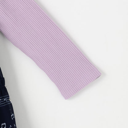 音符圖案雪紡層疊連衣裙