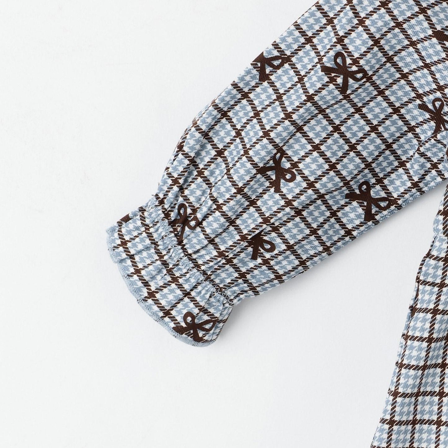 蝴蝶結格紋×天竺連體衣【可拆卸領】