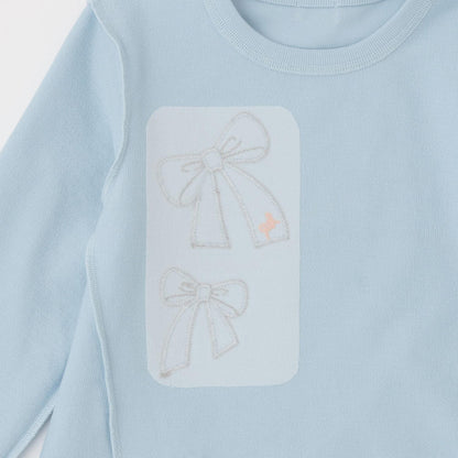 蝴蝶結貼花×下襬格紋衛衣