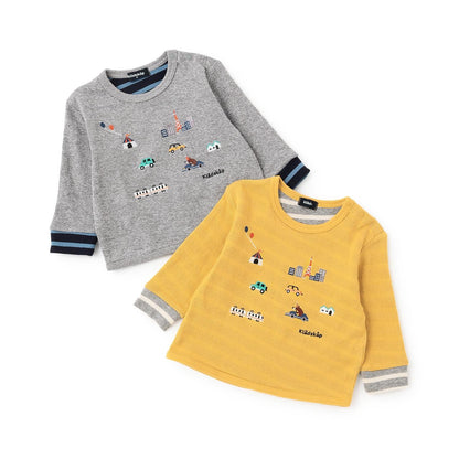 交通工具圖案拼接長袖T恤