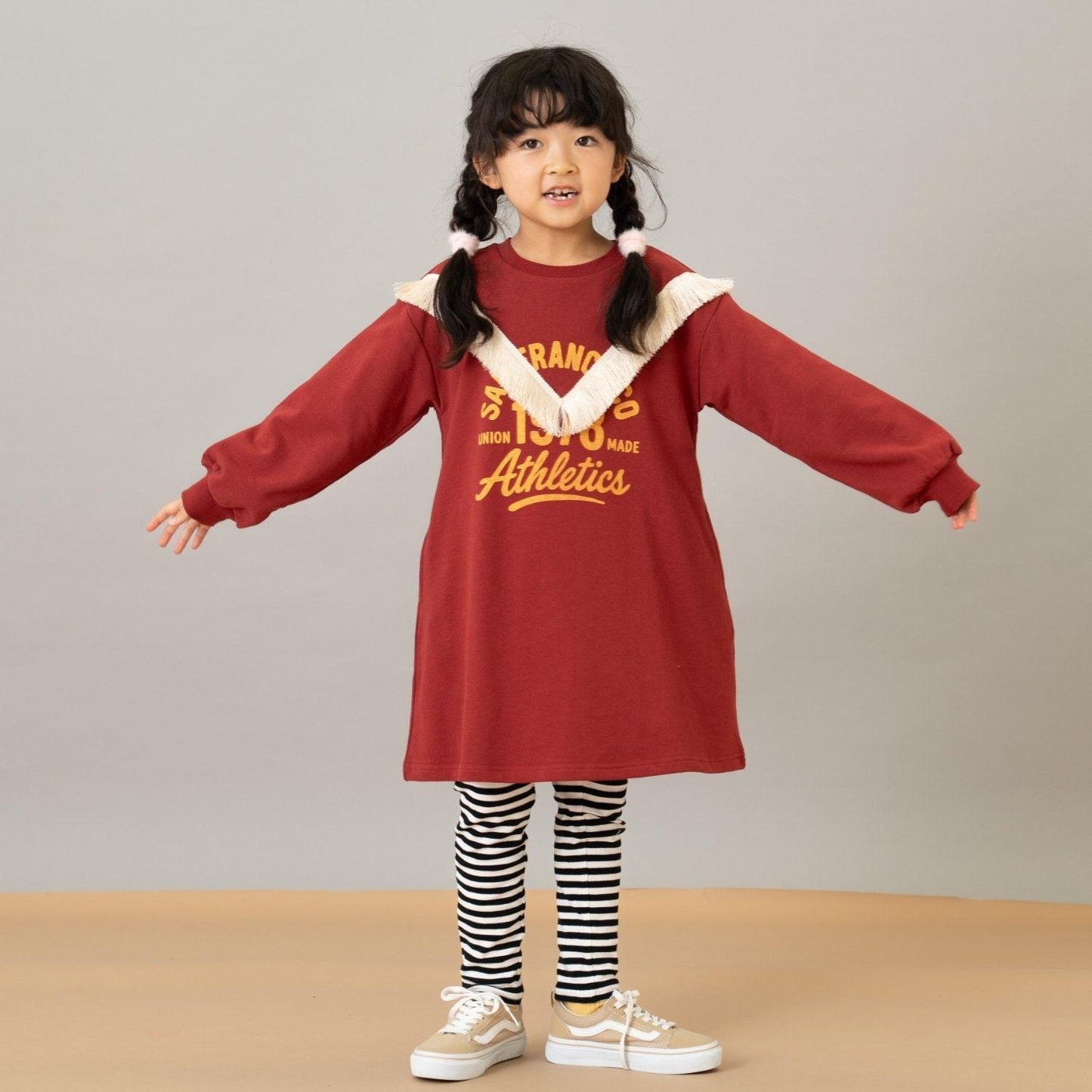 帶流蘇印花連衣裙