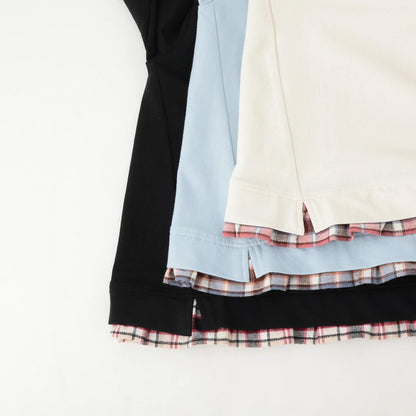 蝴蝶結貼花×下襬格紋衛衣