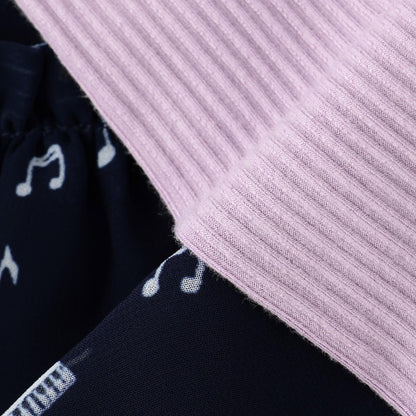 音符圖案雪紡層疊連衣裙