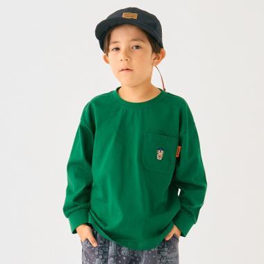 【防汙加工】戶外口袋刺繡長袖T恤