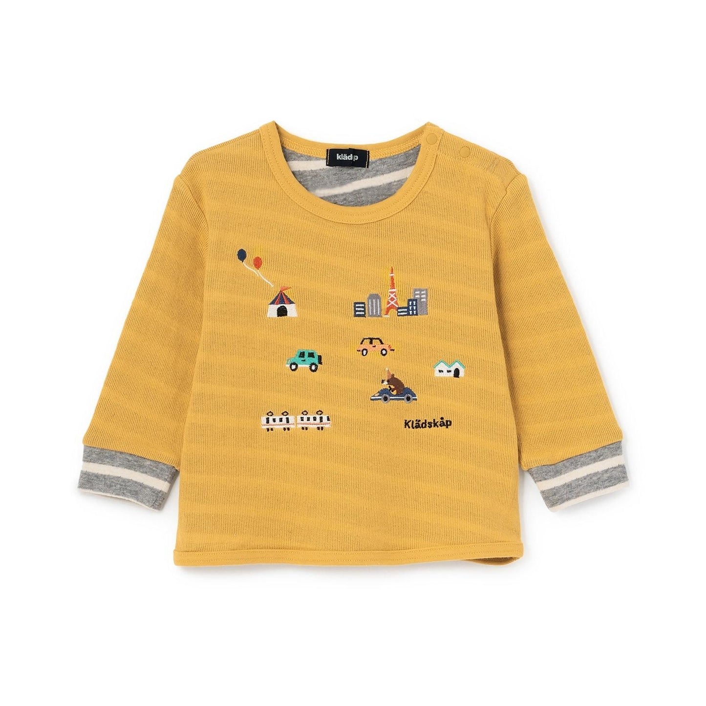 交通工具圖案拼接長袖T恤