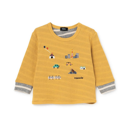 交通工具圖案拼接長袖T恤