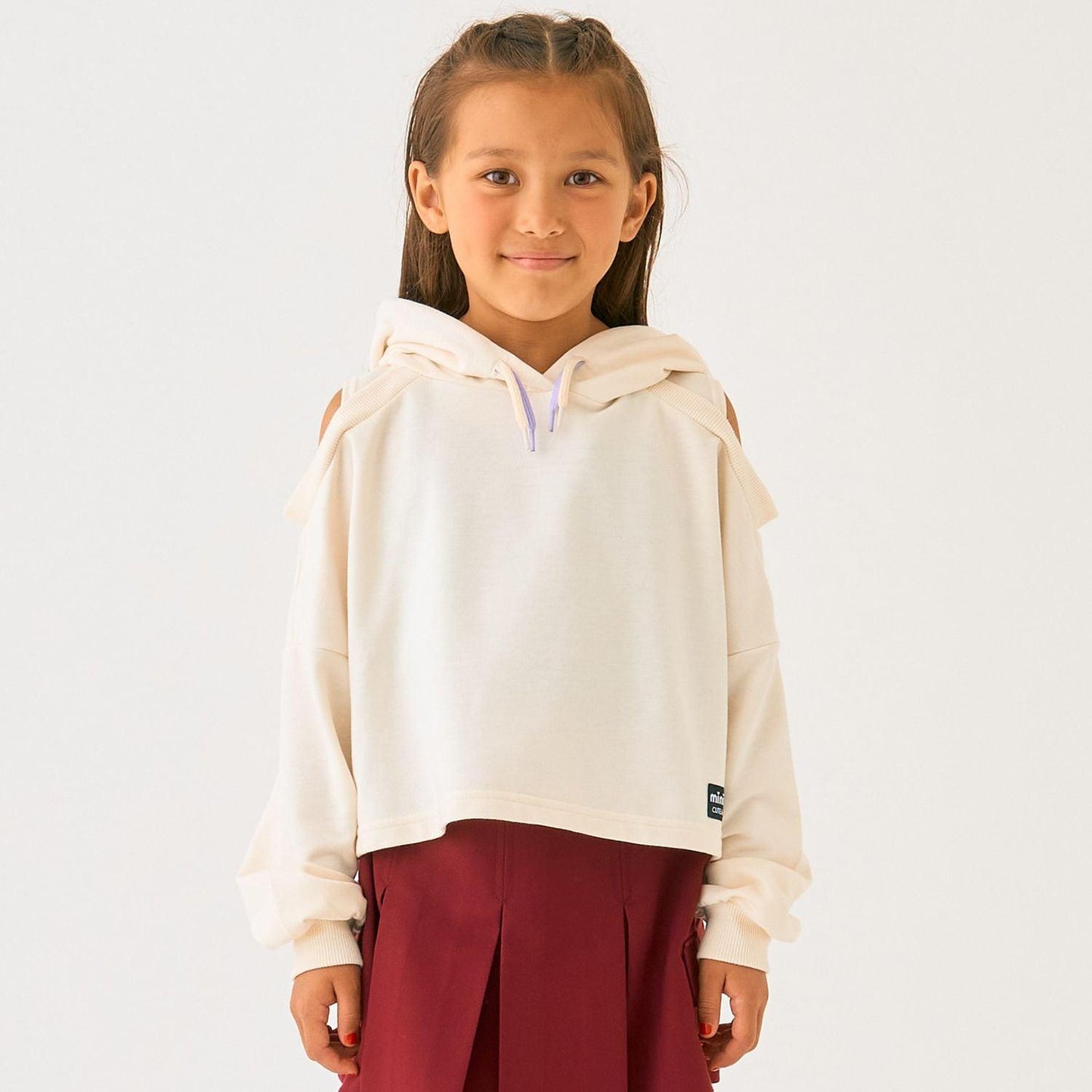 短款露肩迷你毛圈衛衣