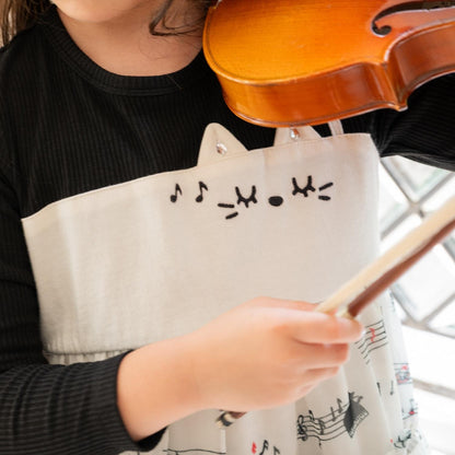 音符圖案雪紡層疊連衣裙