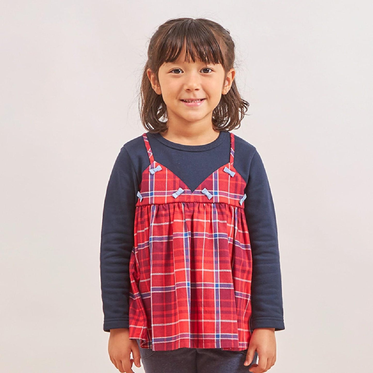 人字紋格子拼接衛衣內襯層疊風格衛衣