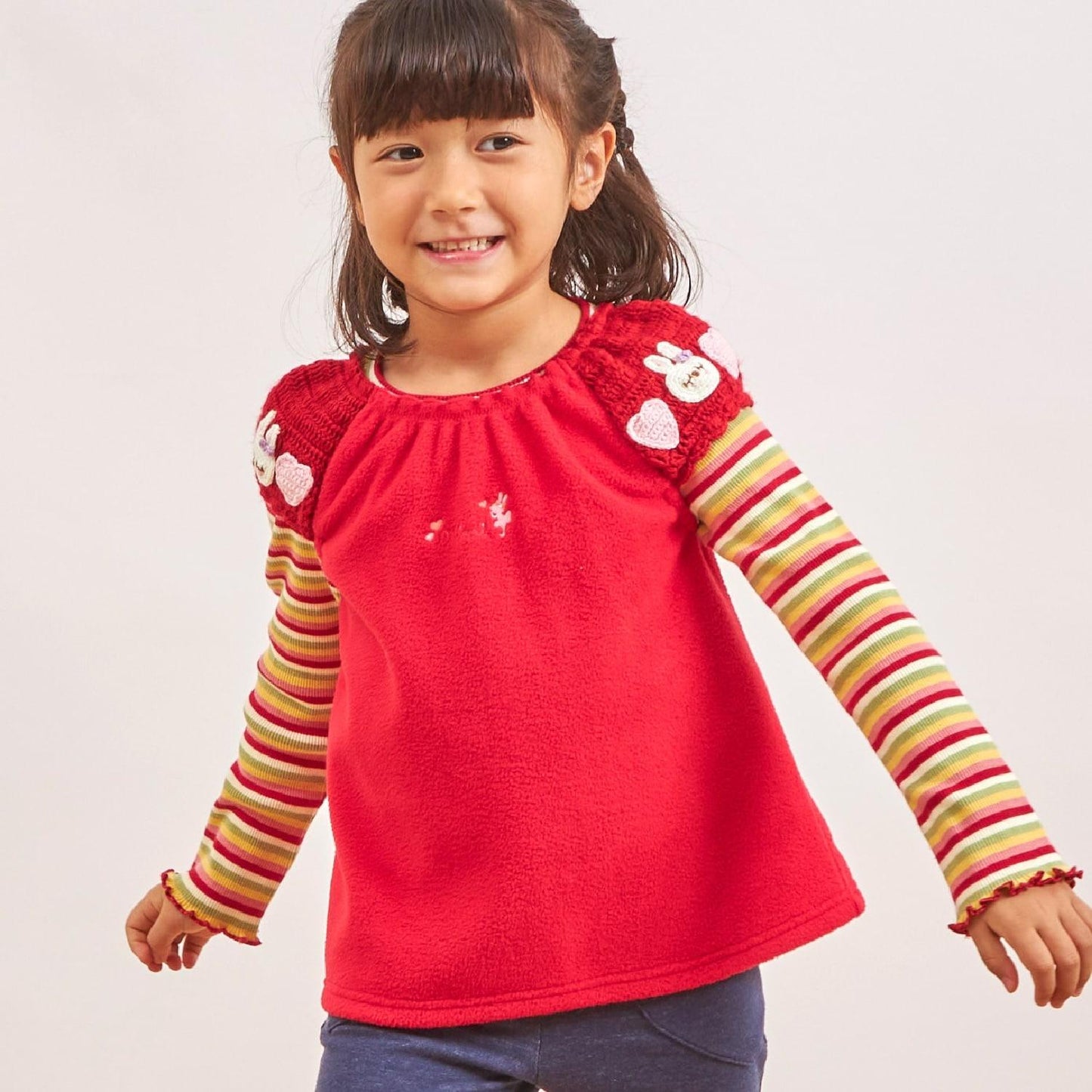 多色條紋羅紋長袖T恤