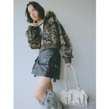 【LTXC】仿皮質工裝迷你裙