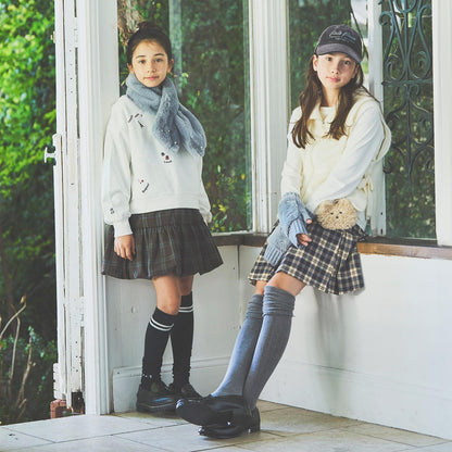 【130cm可選】拉鍊針織馬甲×長袖T恤套裝