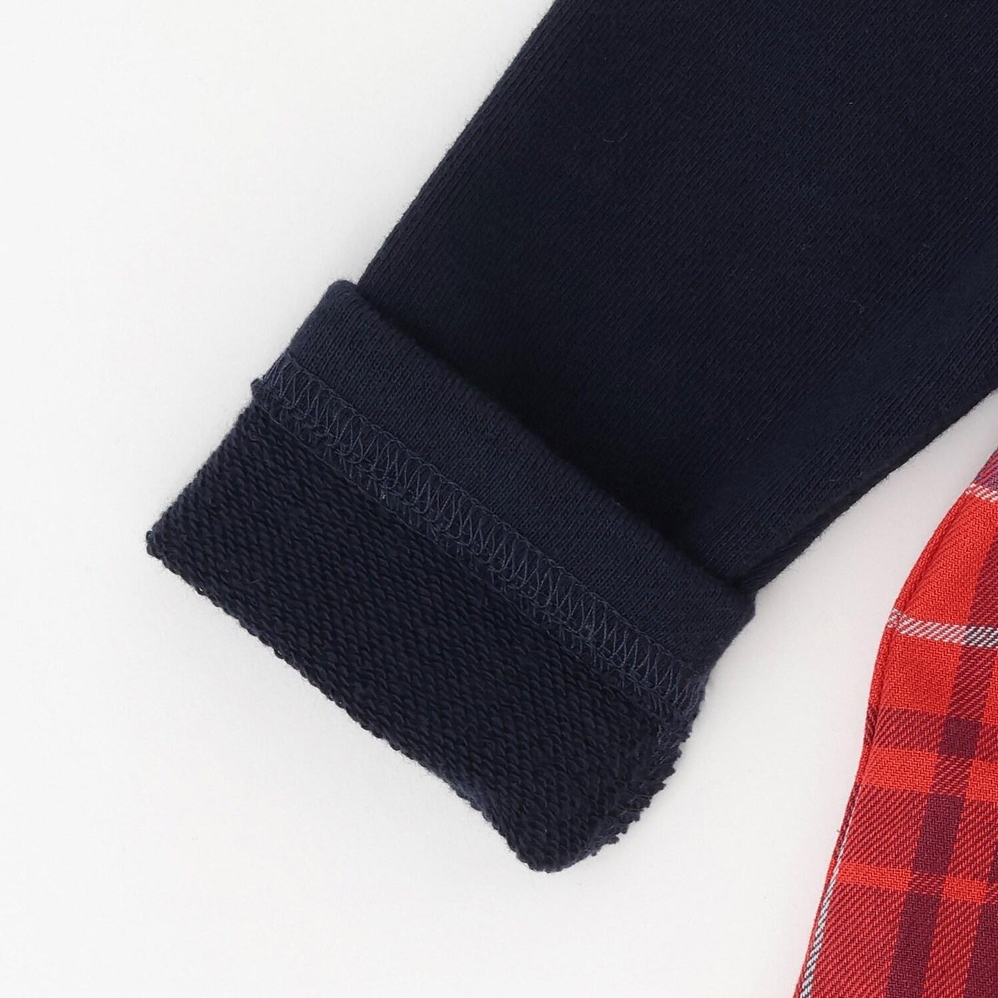 人字紋格子拼接衛衣內襯層疊風格衛衣