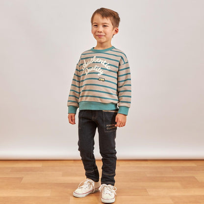 鏈條標誌刺繡條紋衛衣