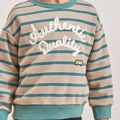 鏈條標誌刺繡條紋衛衣