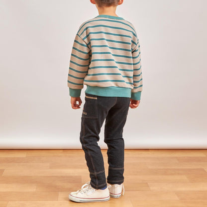 鏈條標誌刺繡條紋衛衣