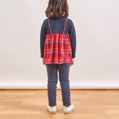 人字紋格子拼接衛衣內襯層疊風格衛衣