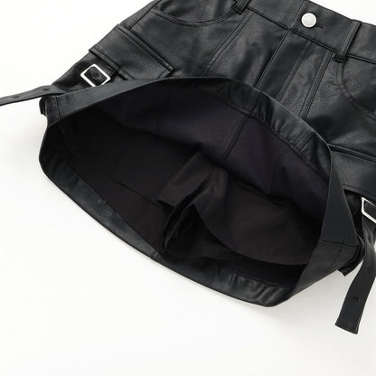 【LTXC】仿皮質工裝迷你裙