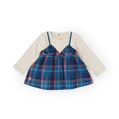 人字紋格子拼接衛衣內襯層疊風格衛衣