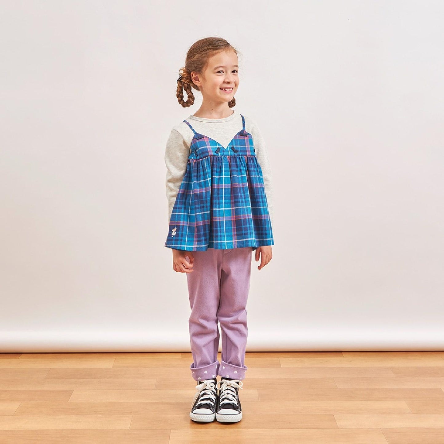 人字紋格子拼接衛衣內襯層疊風格衛衣