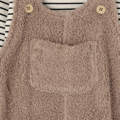 毛絨絨小熊連體褲套裝