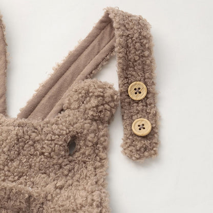 毛絨絨小熊連體褲套裝