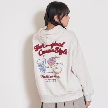 背面緞帶寬鬆連帽衛衣