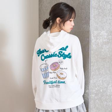 背面緞帶寬鬆連帽衛衣