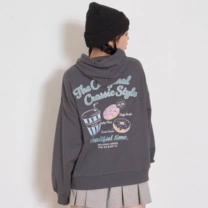 背面緞帶寬鬆連帽衛衣