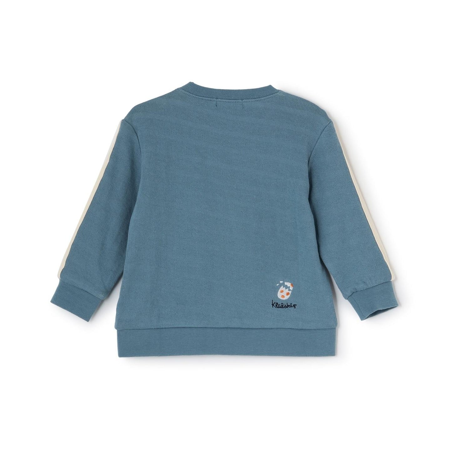 【人氣商品】【直營店無售】恐龍刺繡袖部條紋拼接長袖T恤