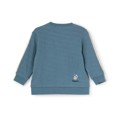 【人氣商品】【直營店無售】恐龍刺繡袖部條紋拼接長袖T恤