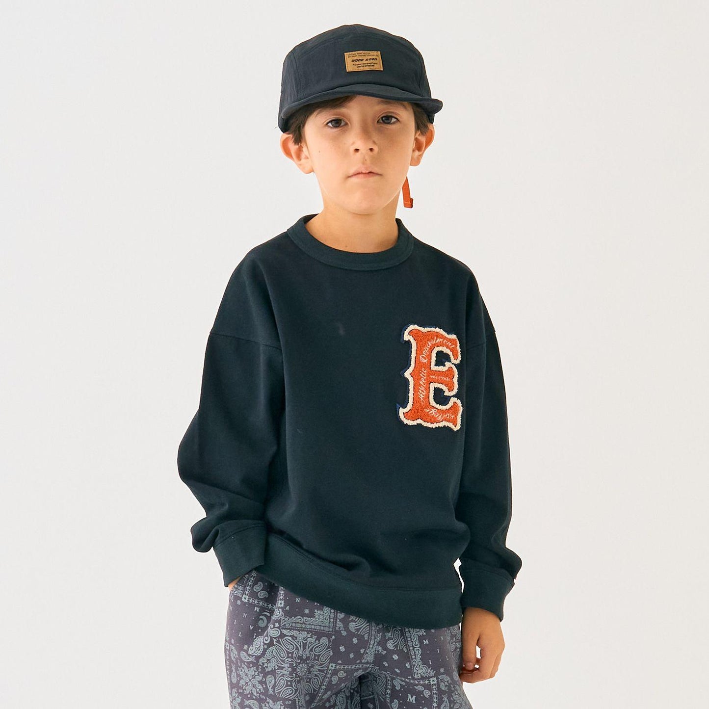 厚天竺字母長袖T恤