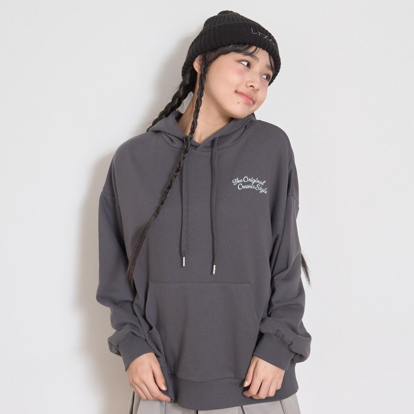 背面緞帶寬鬆連帽衛衣