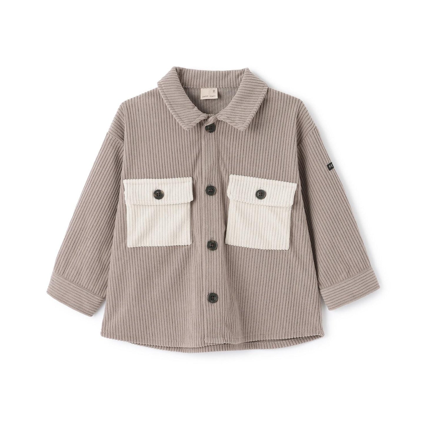 燈芯絨/格紋拼接襯衫