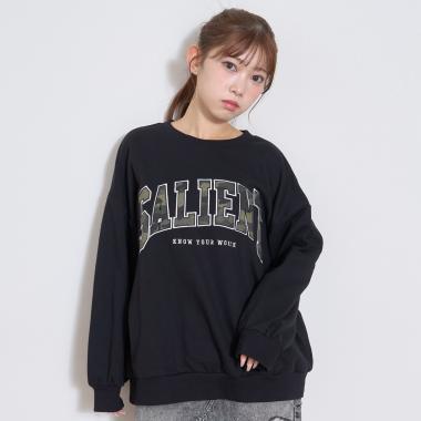 【LTXC】圖案標誌貼布寬鬆衛衣