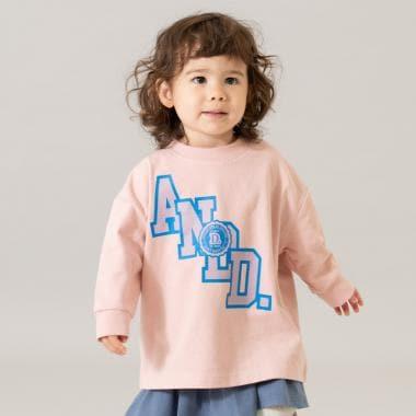 【USA棉】AND標誌寬鬆大學風長袖T恤