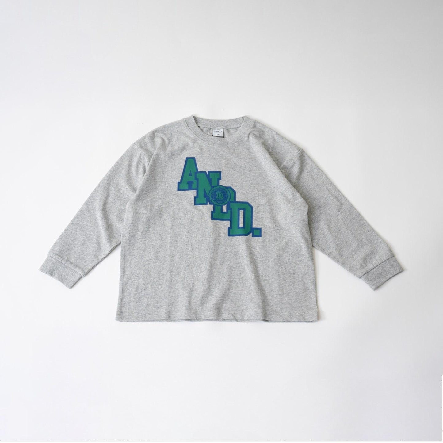 【USA棉】AND標誌寬鬆大學風長袖T恤