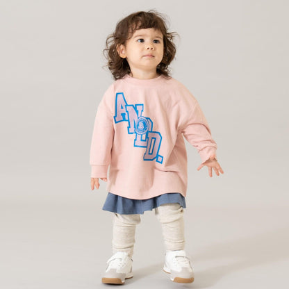 【USA棉】AND標誌寬鬆大學風長袖T恤