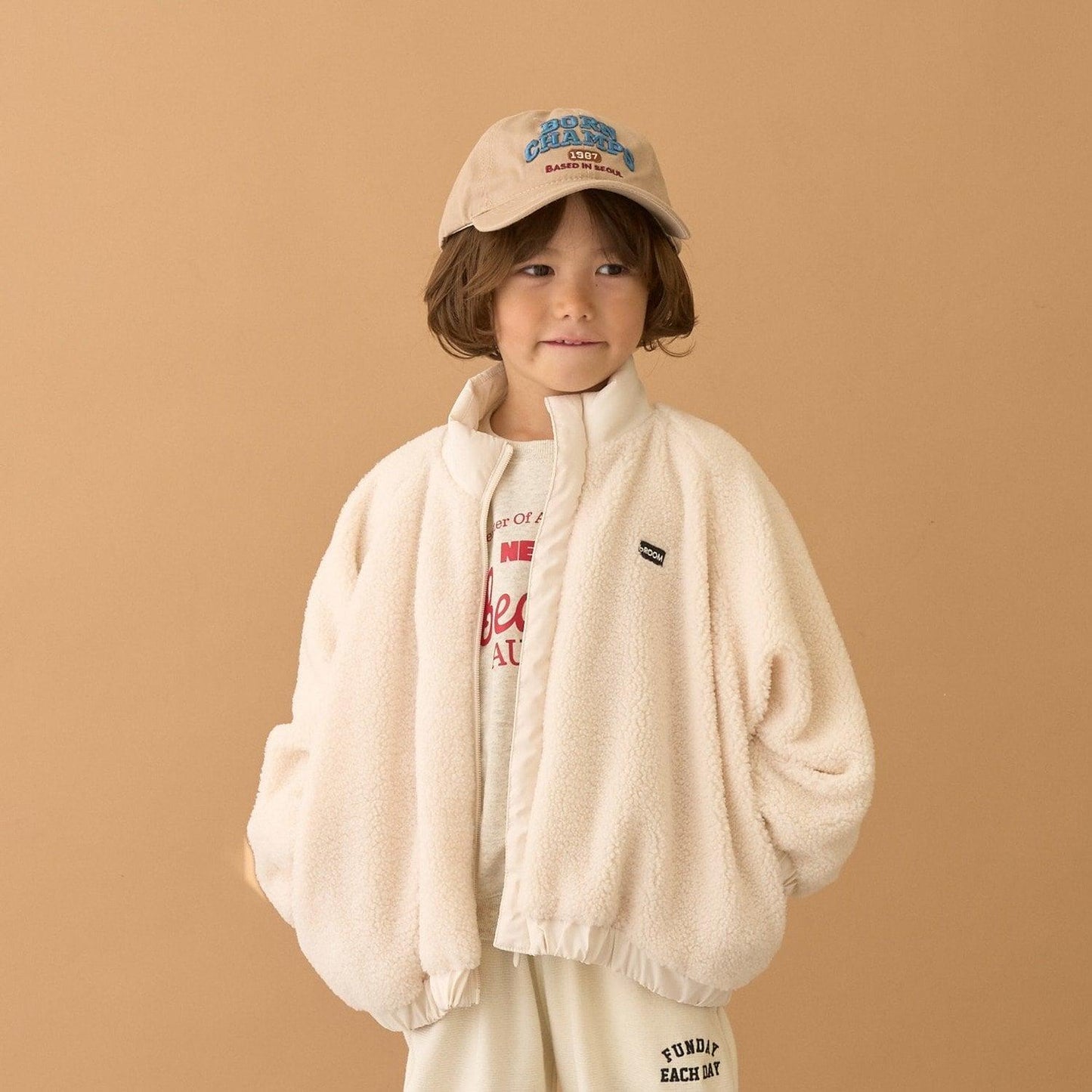 寬鬆廓形仿羊羔絨夾克